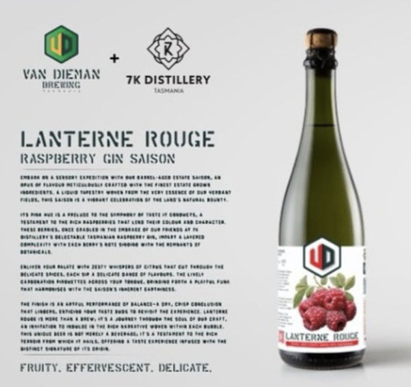 Van Diemen Brewing Lanterne Rouge Raspberry Gin Saison 375ml - Hop Vine & Still